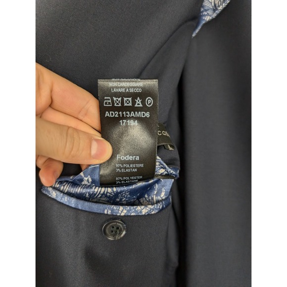 Alessandro Dell'Acqua Navy Suit Jacket 53 Wool Stretch 2-Button Blazer Italy - Picture 9 of 11
